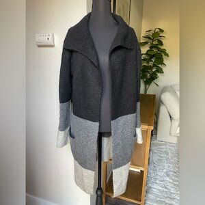 Max Studio Black & Grey block color open cardigan/ mid length - size XS